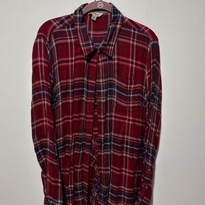 Lucky Brand Red Plaid Button Down Shirt